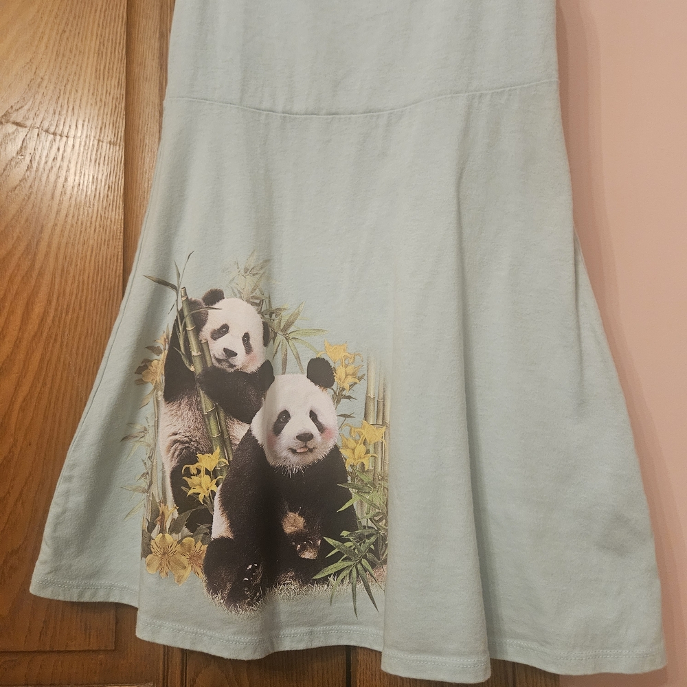 Kids Casual Dress with Panda Print - Light Green